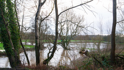 Concept of bad weather condition flooded England.