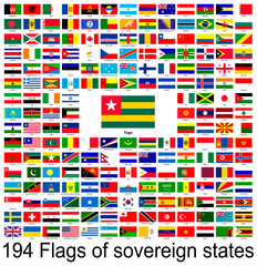 Togo, collection of vector images of flags of the world