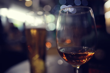 concept alcohol glass / beautiful glass, wine restaurant tasting aged wine