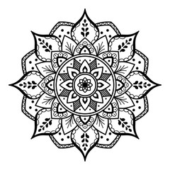 Mandala pattern black and white. Islam, Arabic, Pakistan, Moroccan, Turkish, Indian, Spain motifs. Vector illustration EPS 10. 