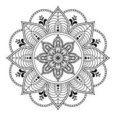Mandala pattern black and white. Decorative round ornament pattern. Anti-stress therapy patterns, coloring for adults.