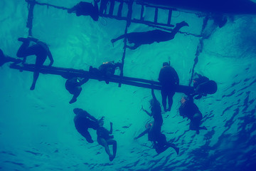 coral reef vintage toning / unusual landscape, underwater life, ocean nature