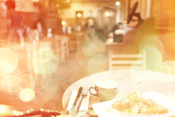 french restaurant background / food concept french cuisine serving in cafe