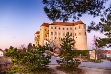 Mikulov Castle on a sunset. South Moravia, Czech Republic.