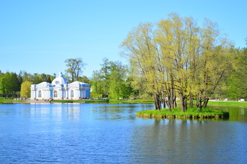 Fototapeta premium landscape with lake and trees