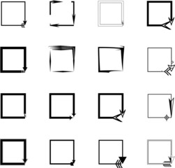 Assorted vector black arrow design square frames