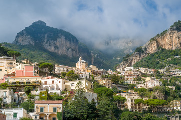 Fototapeta na wymiar Colorful Positano village - popular toristic attraction. Amalfi coast, Italy.