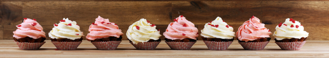 Delicious cupcake for Valentine Day. Love concept cupcakes. For celebrating Valentines Day