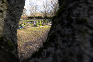 Blick auf den Friedhof in Stiller Trauer