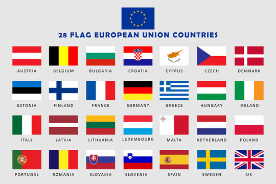 Set of European Union Countries Flag 