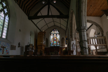 Obraz premium Inside dimly lit historic Christian church