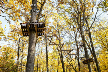 park for climbers in the autumn forest