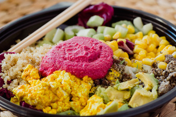 poke bowl close-up balanced food veggie healthy eating