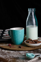 The process of making desserts. Cream cakes, muffins, cookies, groceries. The kitchen and confectioner makes desserts.