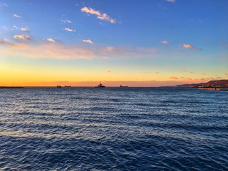 Sunset in city of Trieste