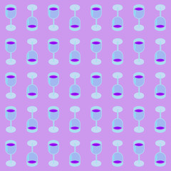 Glass of wine on purple patterning background