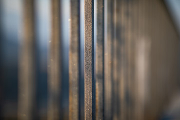 Close up view of a metal fence bars