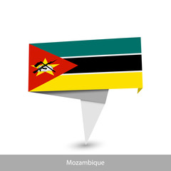 Mozambique Country flag. Folded ribbon banner flag