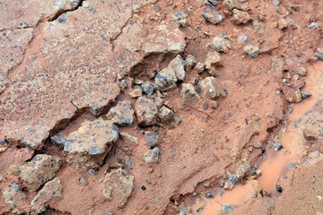 Broken ground, close-up photos
