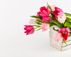Tulips in a white box