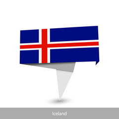 Iceland Country flag. Folded ribbon banner flag