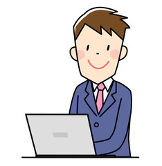 パソコンを使うビジネスマン　笑顔
