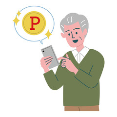 シニア　男性　スマートフォン　携帯電話　ポイント