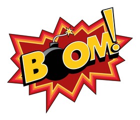 vector art comic boom explosion sticker with a bomb © BORIS