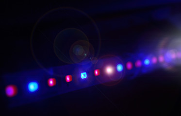 Close up of Led stripe light isolated on black