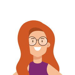 beautiful woman with red hair and eyeglasses vector illustration design