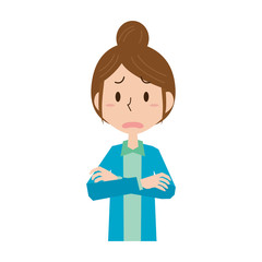 上半身　腕組み　女性　主婦　おかあさん　表情　ポーズ