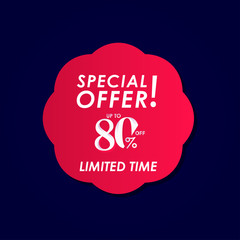 Discount Special Offer up to 80% off Limited Time Label Vector Template Design Illustration
