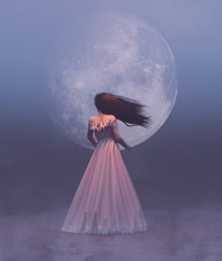 Woman lost in the night scene,3d rendering © Joe Therasakdhi
