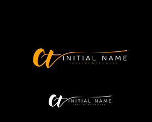 C T CT Initial handwriting logo vector. Hand lettering for designs.