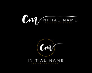 C M CM Initial handwriting logo vector. Hand lettering for designs. - obrazy, fototapety, plakaty