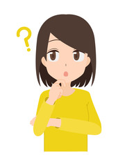 女性　アニメ調　黄色　疑問