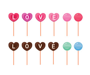 A Collection of  Heart Shape Valentine lollipop and chocolate