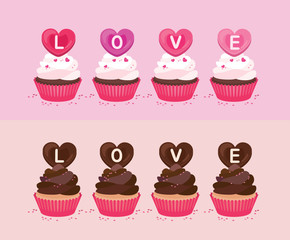 A Collection of Valentine Chocolate Message Cupcakes. 