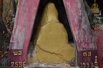 Etched Outline of Buddha Painted Gold, Luang Prabang, Laos