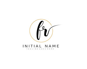 F R FR Initial handwriting logo vector. Hand lettering for designs.