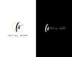 F I FI Initial handwriting logo vector. Hand lettering for designs.