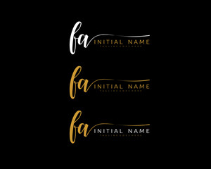 F A FA Initial handwriting logo vector. Hand lettering for designs.