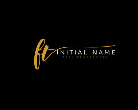F T FT Initial handwriting logo vector. Hand lettering for designs.