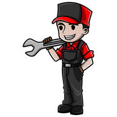 cartoon boy wearing mechanic costume