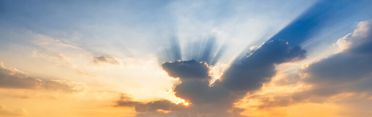 Fototapeta na wymiar Panorama sky and clouds with sun nature background