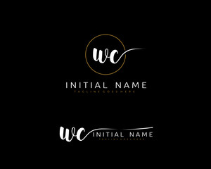 Obraz premium W C WC Initial handwriting logo vector. Hand lettering for designs.