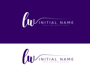 L W LW Initial handwriting logo vector. Hand lettering for designs.