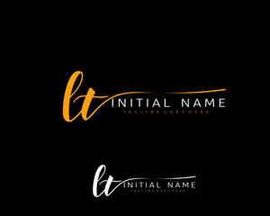 L T LT Initial handwriting logo vector. Hand lettering for designs.