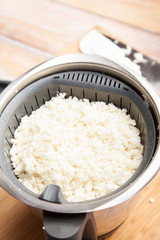 Steamed cauliflower rice in rice cooker 