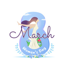 March 8 with Women's day illustration concept